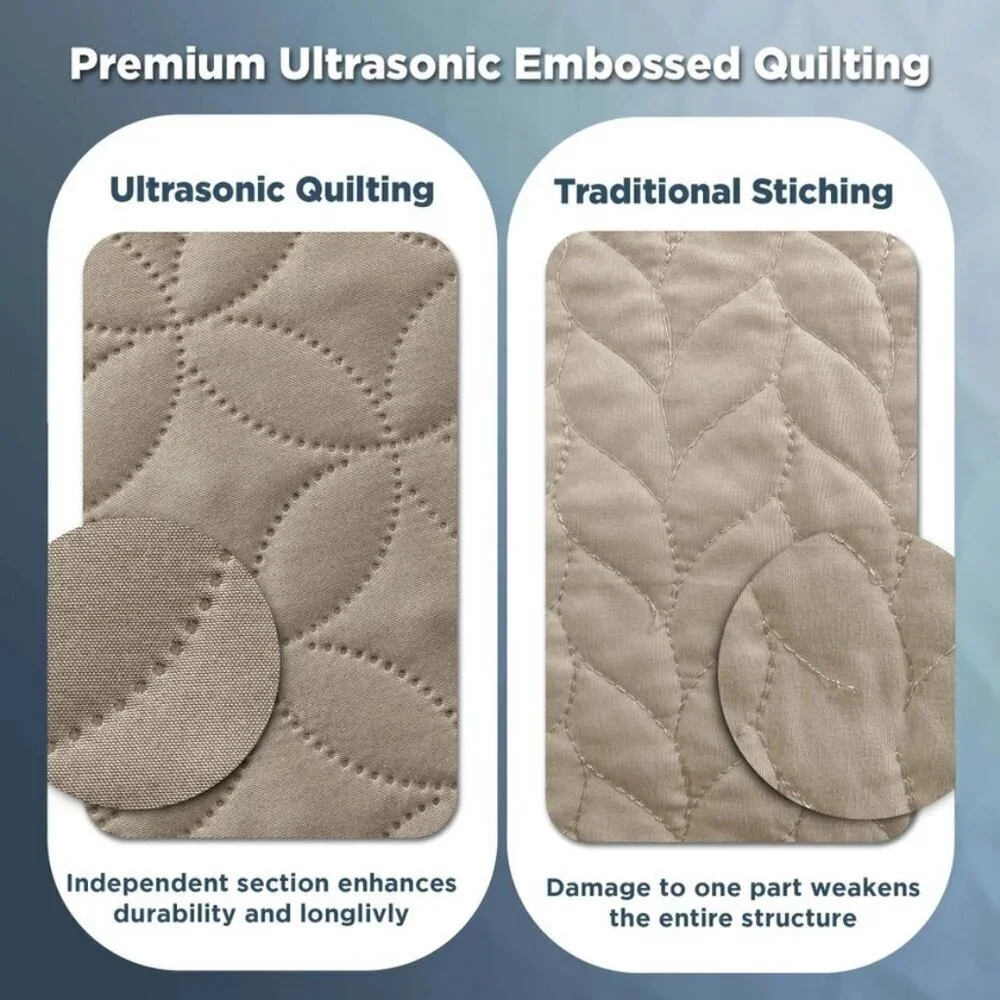 Elegant Taupe Quilted Lightweight Bedspread 3pc Set King